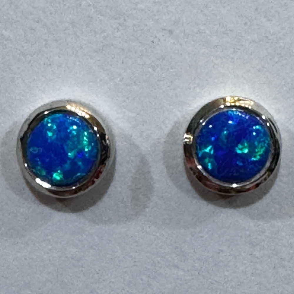 Blue Balloon Opal Stud Earrings in sterling silver